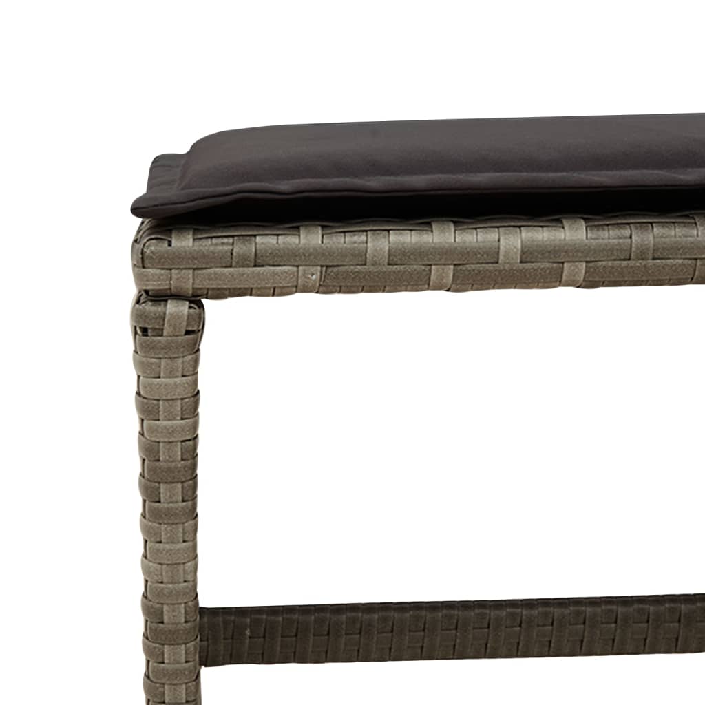 17 Piece Garden Dining Set with Cushions Grey Poly Rattan