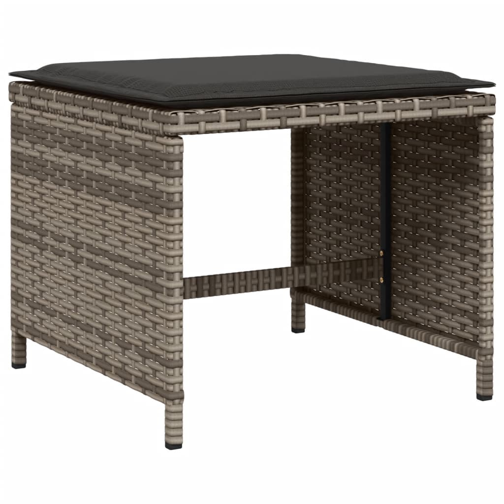 17 Piece Garden Dining Set with Cushions Grey Poly Rattan