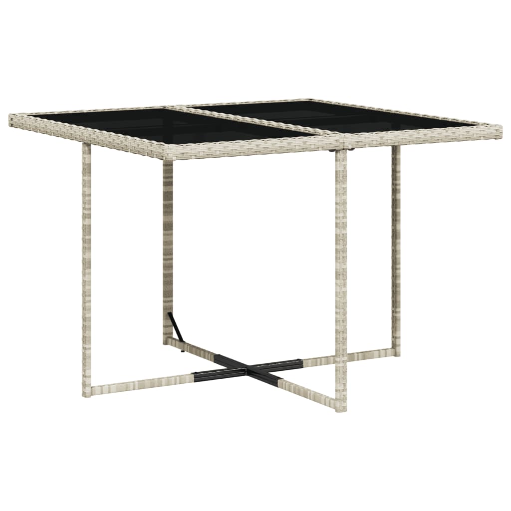 5 Piece Garden Dining Set with Cushions Light Grey Poly Rattan