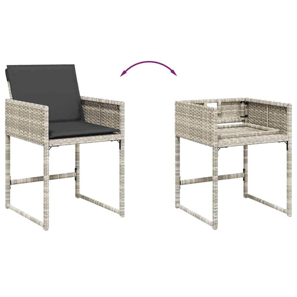 9 Piece Garden Dining Set with Cushions Light Grey Poly Rattan