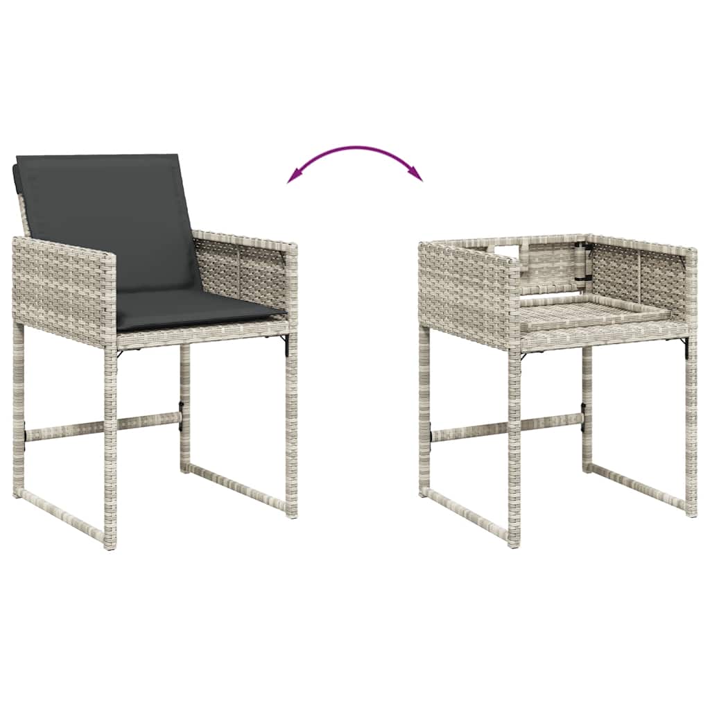 13 Piece Garden Dining Set with Cushions Light Grey Poly Rattan