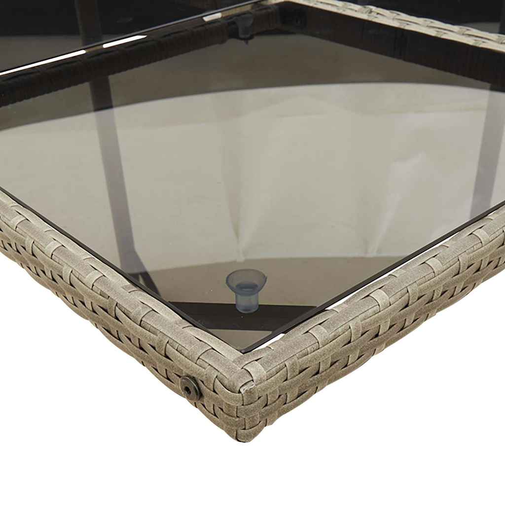 17 Piece Garden Dining Set with Cushions Grey Poly Rattan