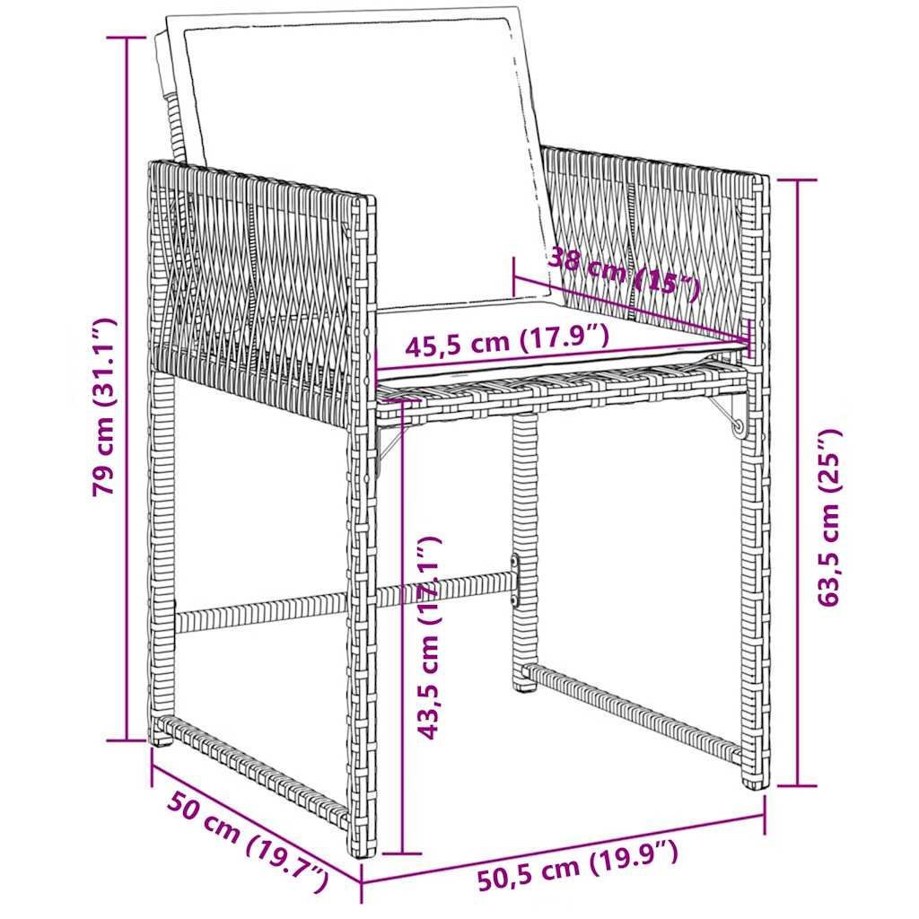 7 Piece Garden Dining Set with Cushions Black Poly Rattan