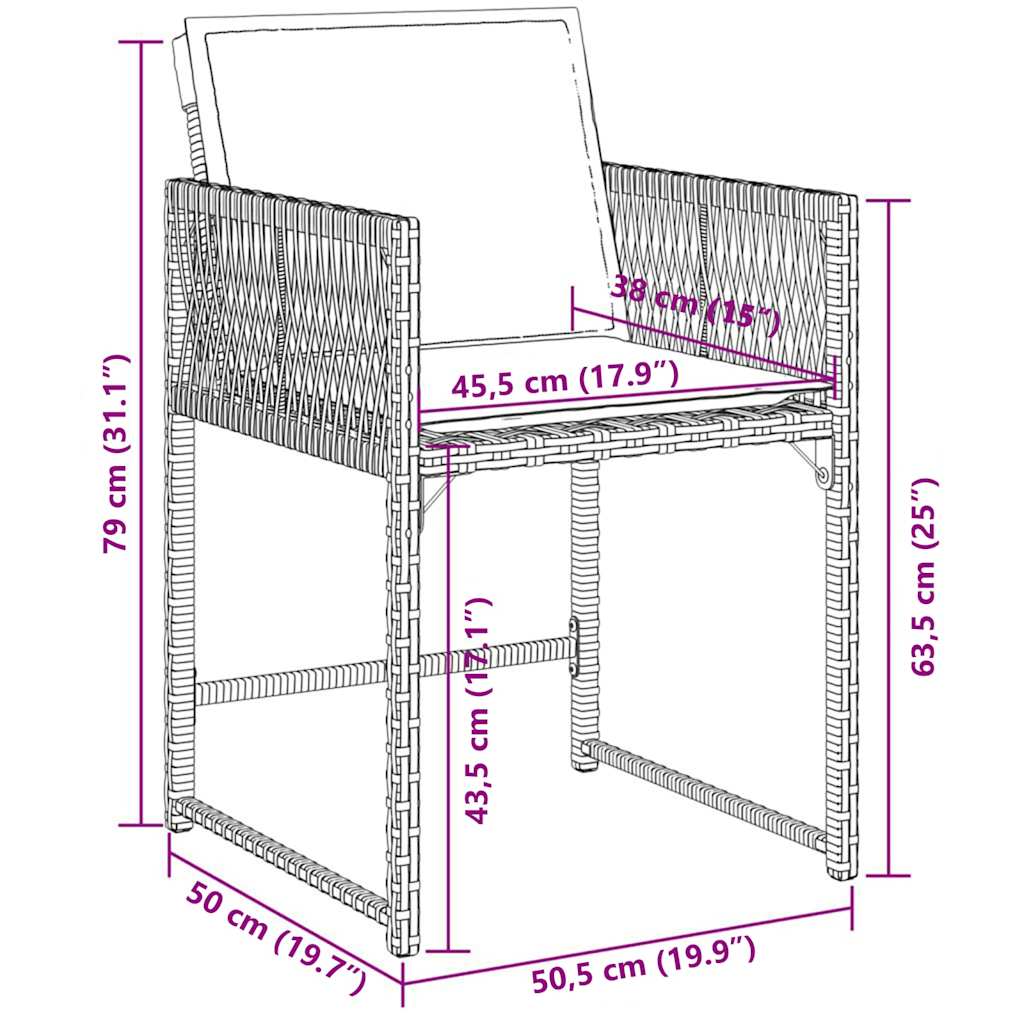 7 Piece Garden Dining Set with Cushions Grey Poly Rattan