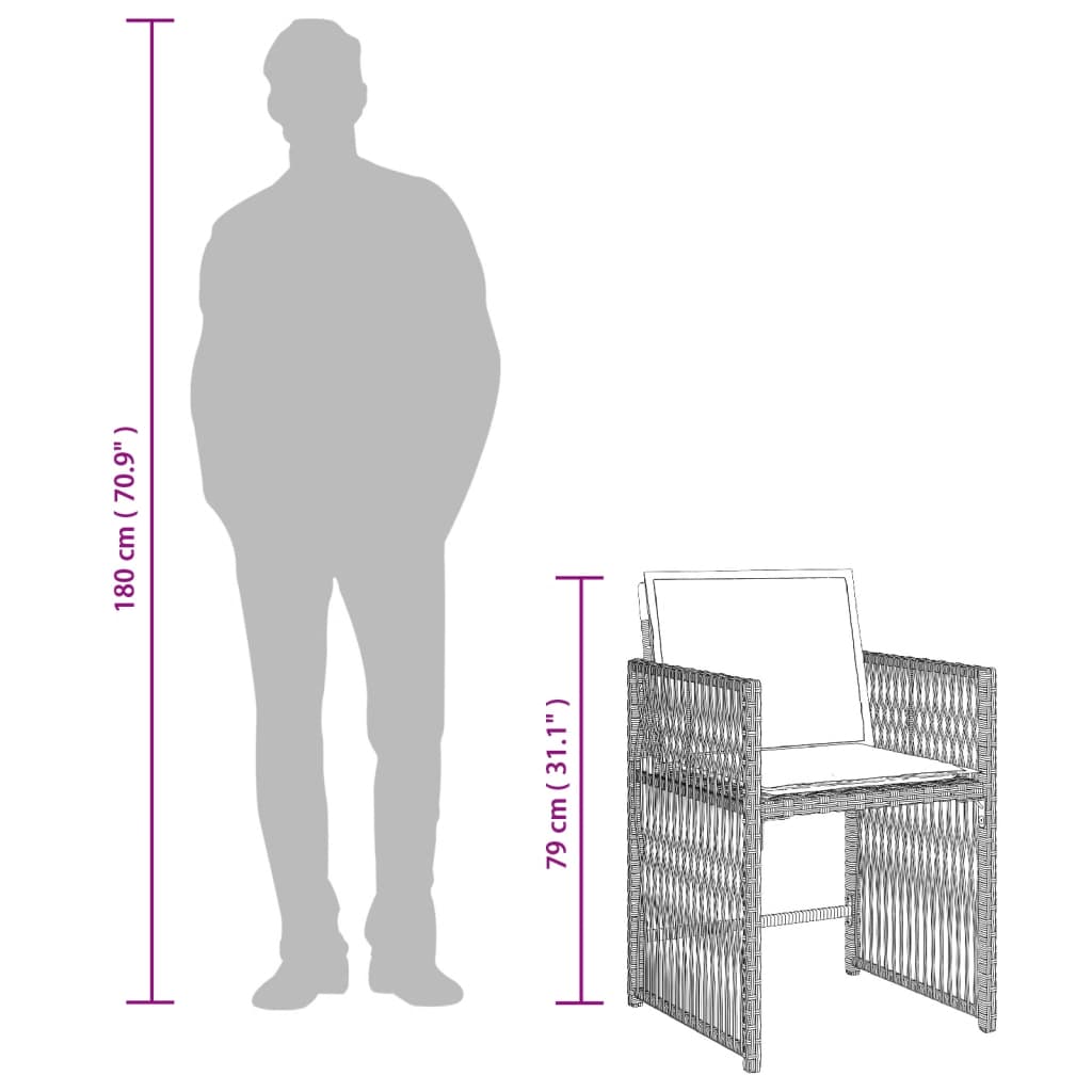 5 Piece Garden Dining Set with Cushions Light Grey Poly Rattan