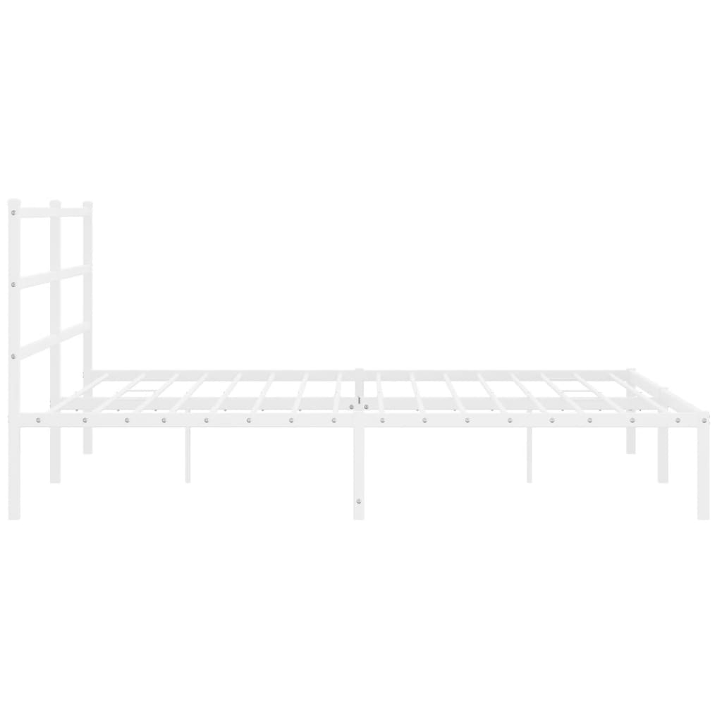 Metal Bed Frame without Mattress with Headboard White 183x203 cm King