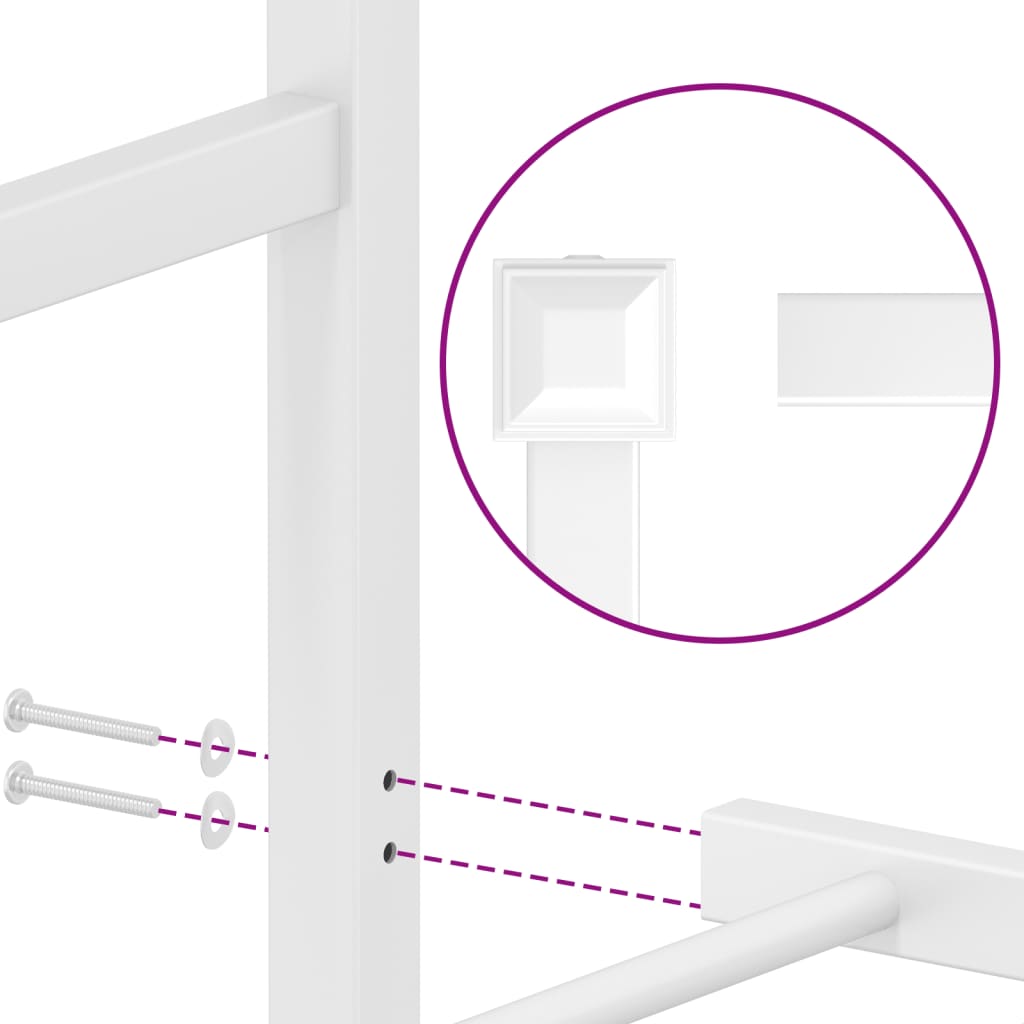 Metal Bed Frame without Mattress with Headboard White 183x203 cm King