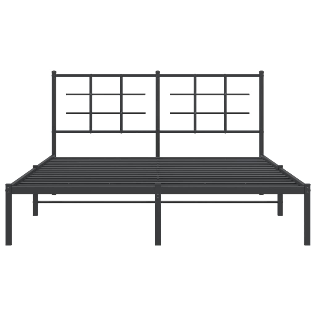 Metal Bed Frame without Mattress with Headboard Black 150x200 cm