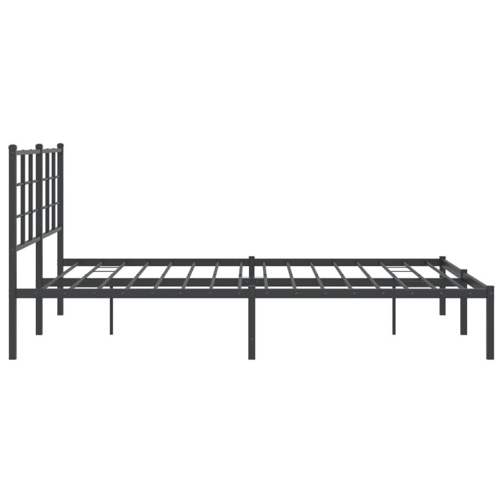 Metal Bed Frame without Mattress with Headboard Black 150x200 cm
