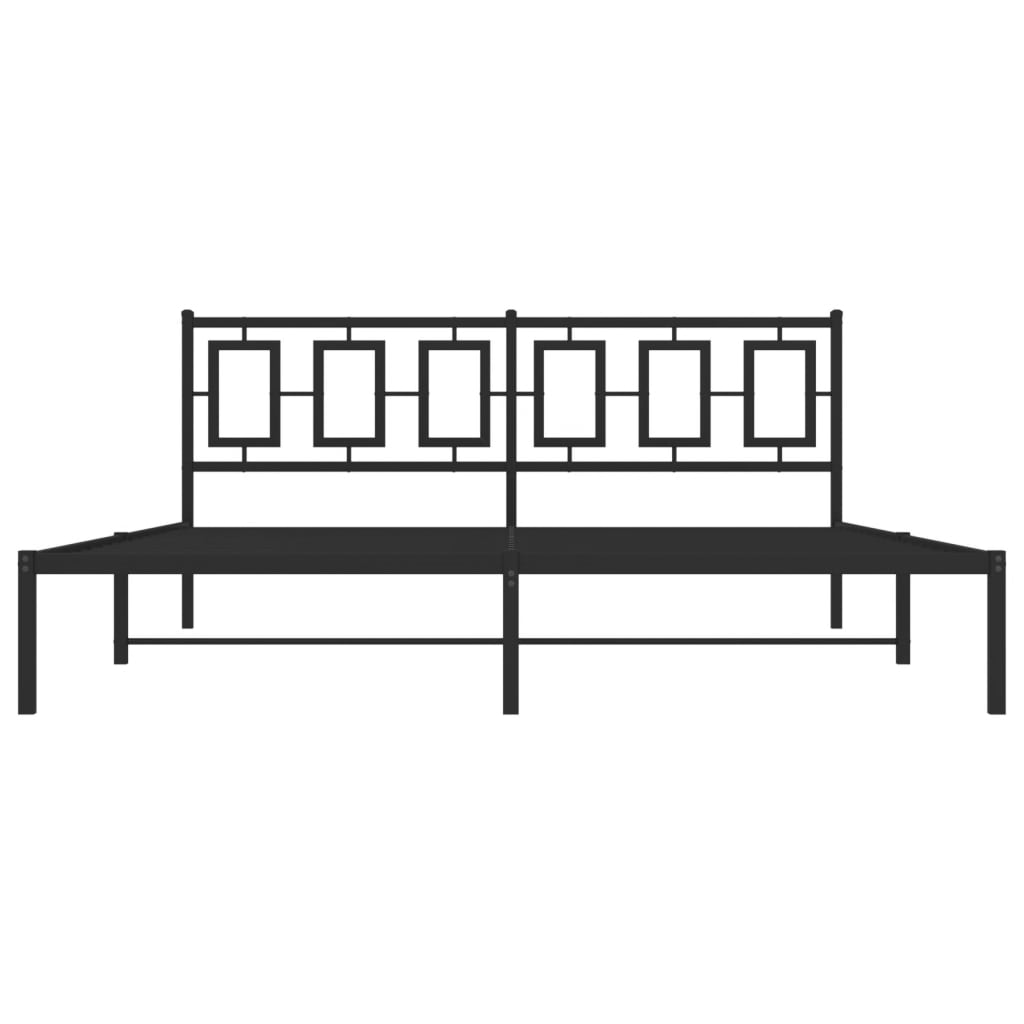 Metal Bed Frame without Mattress with Headboard Black 183x203 cm King