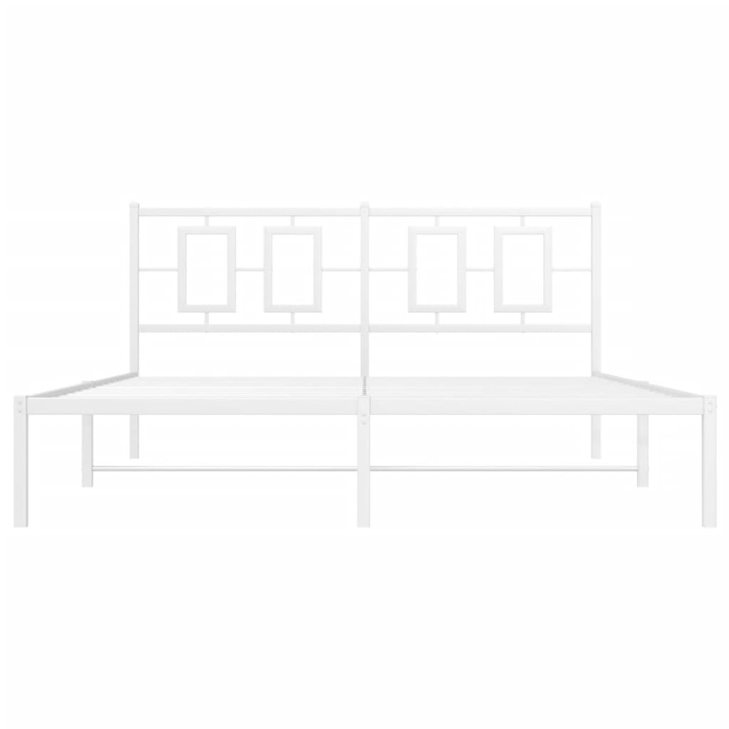 Metal Bed Frame without Mattress with Headboard White 150x200 cm