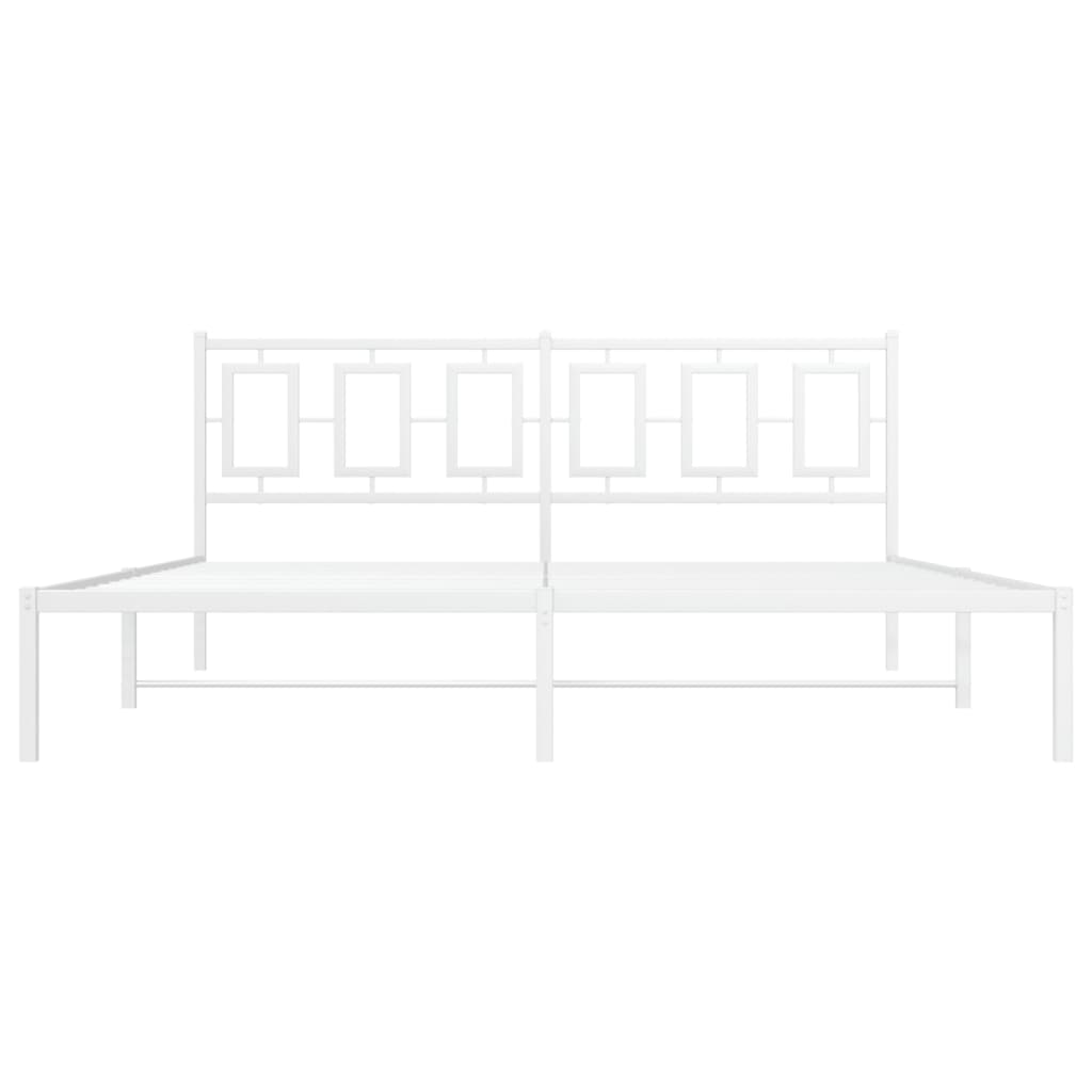 Metal Bed Frame without Mattress with Headboard White 183x203 cm King