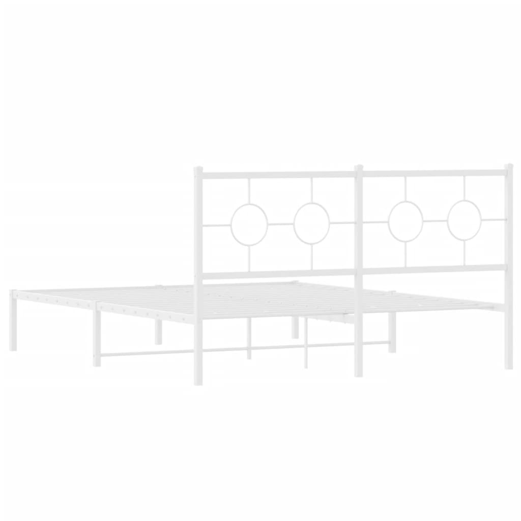 Metal Bed Frame without Mattress with Headboard White 150x200 cm