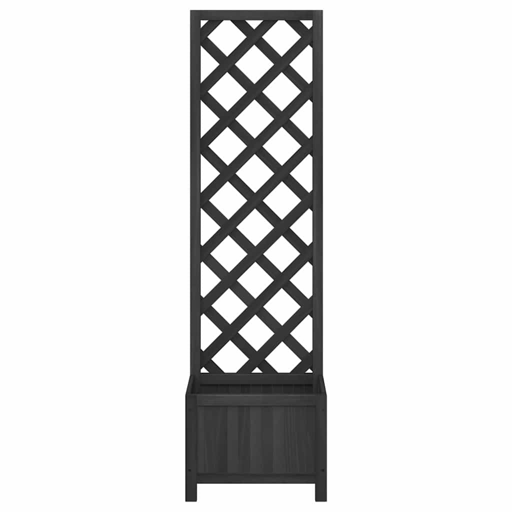 Planter with Trellis Black 40x30x135 cm cmSolid Wood Fir