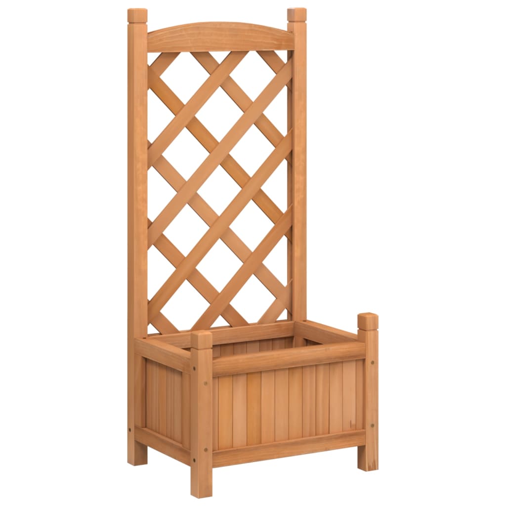 Planter with Trellis Brown 40x30x90 cm Solid Wood Fir