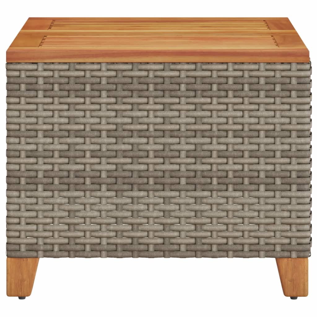 Garden Table Grey 45x45x37 cm Poly Rattan Acacia Wood