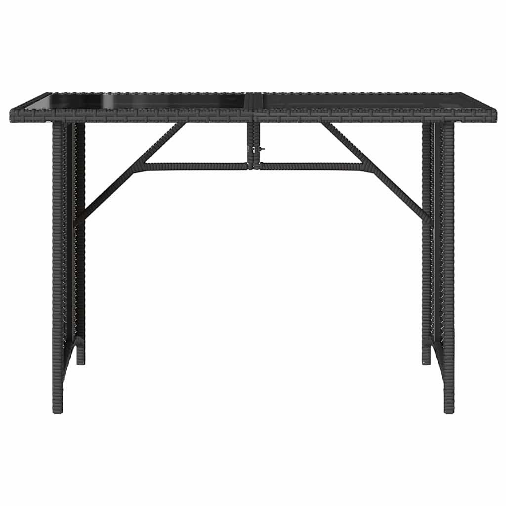 Garden Table with Glass Top Black 110x68x70 cm Poly Rattan