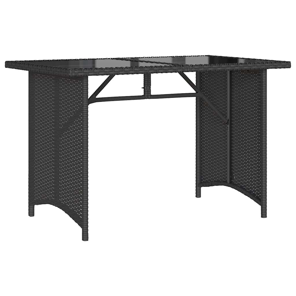 Garden Table with Glass Top Black 110x68x70 cm Poly Rattan