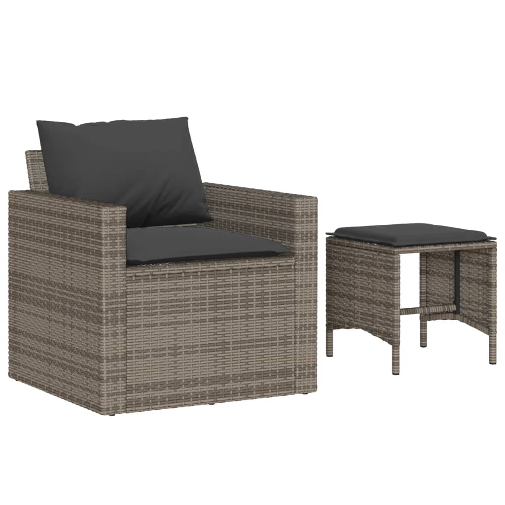 4 Piece Garden Sofa Set with Cushions Grey Poly Rattan