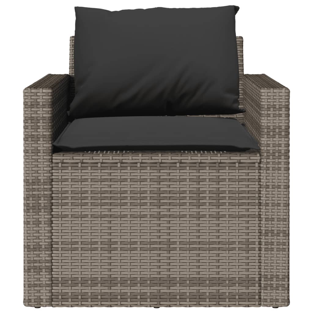 4 Piece Garden Sofa Set with Cushions Grey Poly Rattan