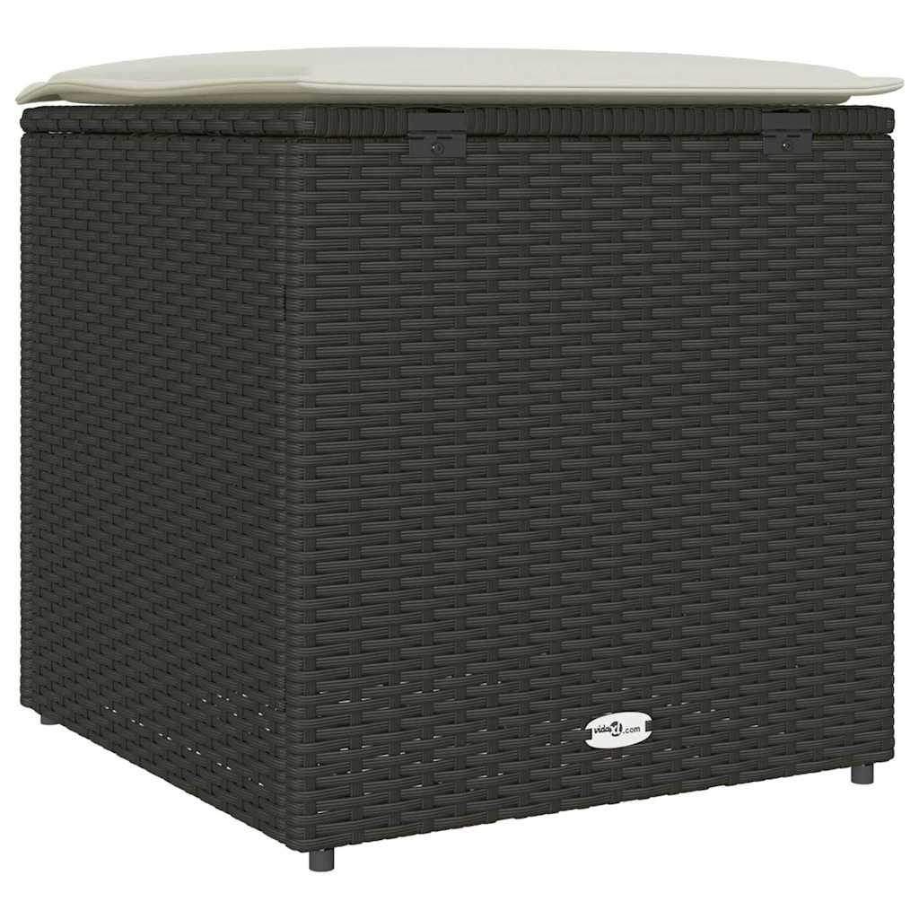 Cushion Box with Storage Black 50 x 50 x 50 cm Poly Rattan