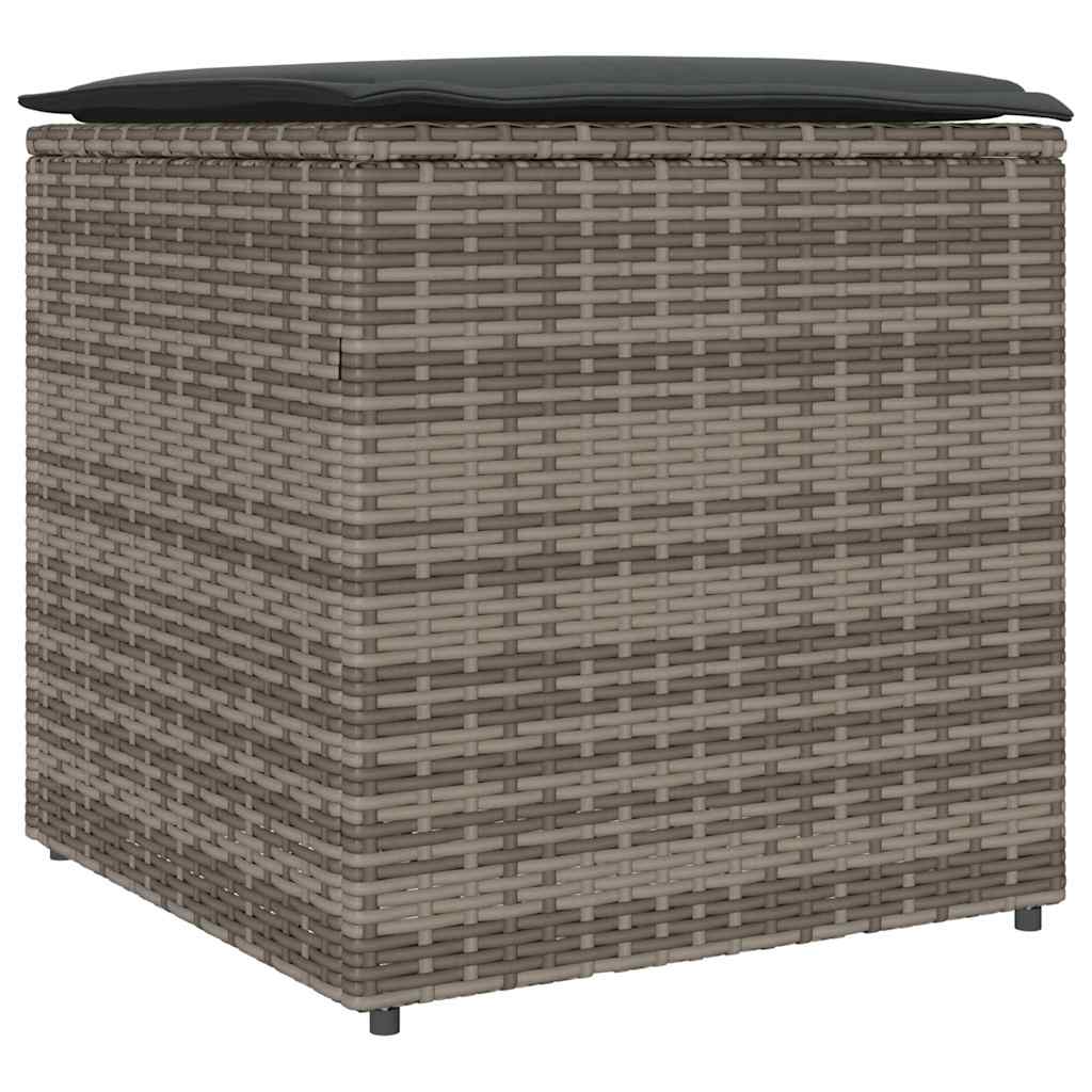 Cushion Box with Storage Grey 50 x 50 x 50 cm Poly Rattan