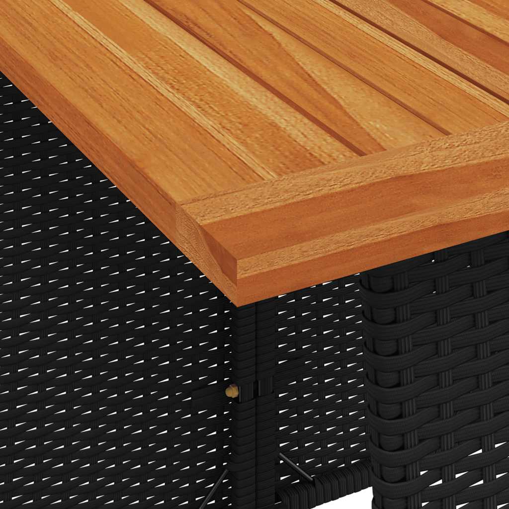 5 Piece Garden Dining Set with Cushions Black Poly Rattan