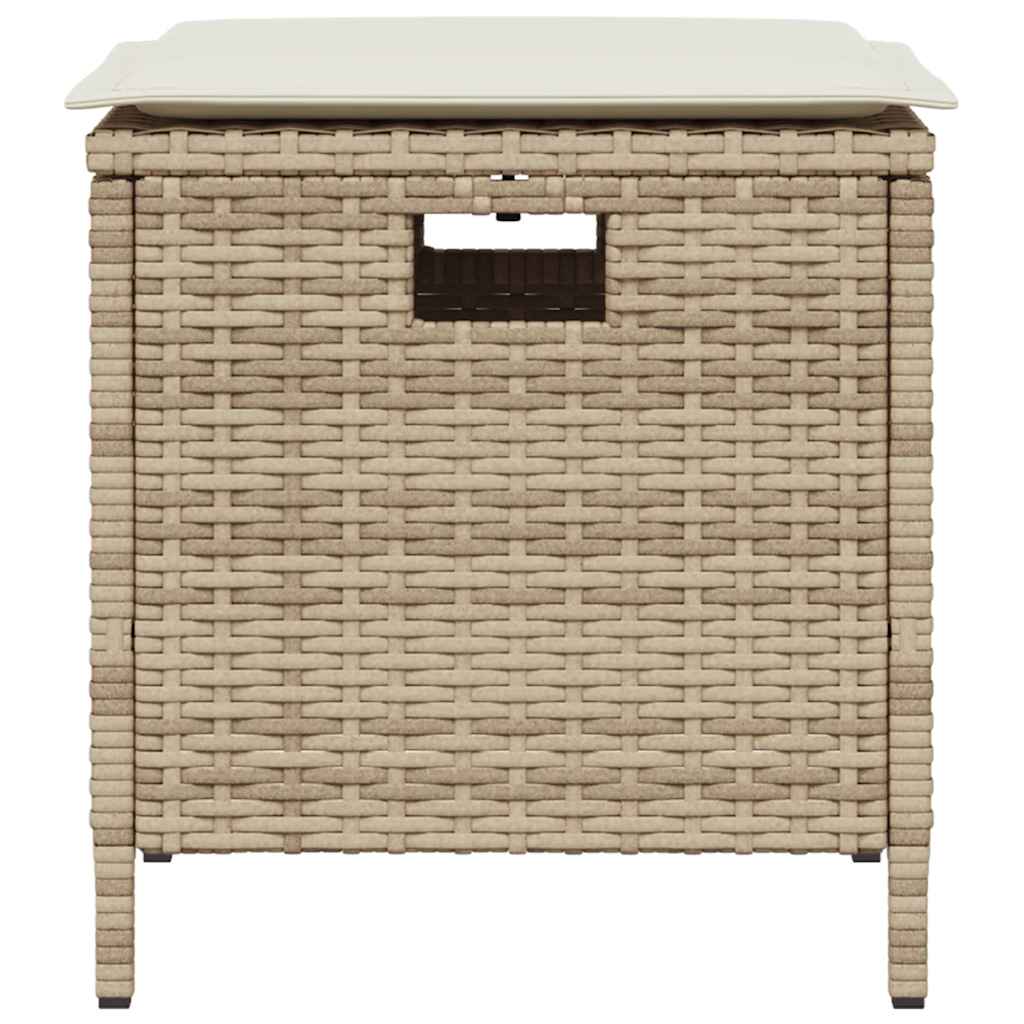 5 Piece Garden Dining Set with Cushions Beige Poly Rattan