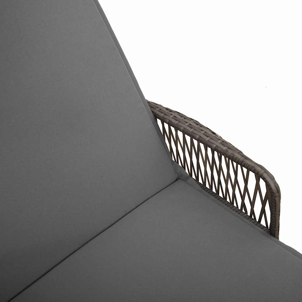 Sun Lounger Poly Rattan Grey and Dark Grey
