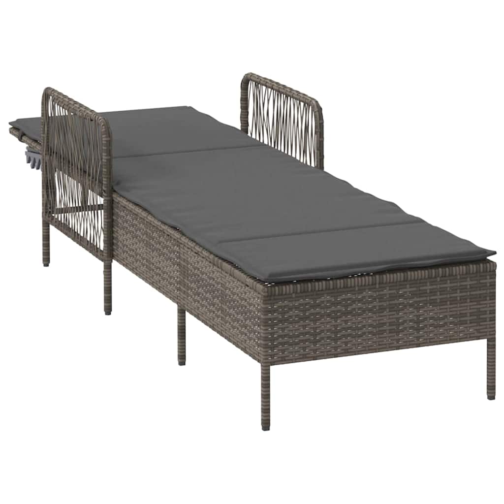 Sun Lounger Poly Rattan Grey and Dark Grey