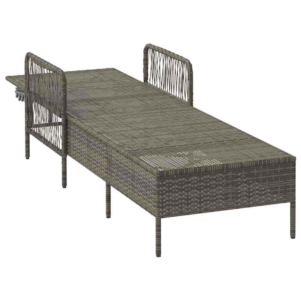 Sun Lounger Poly Rattan Grey and Dark Grey