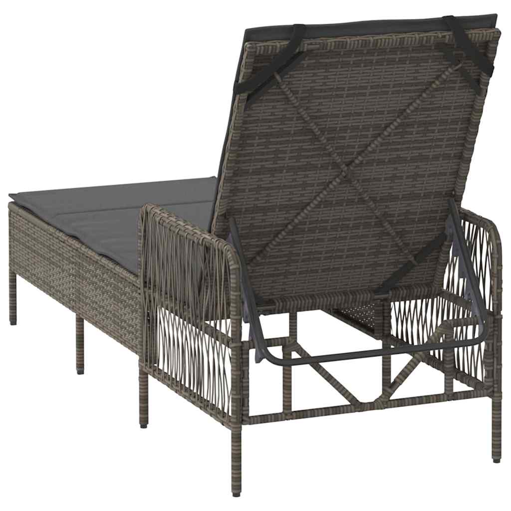 Sun Lounger Poly Rattan Grey and Dark Grey