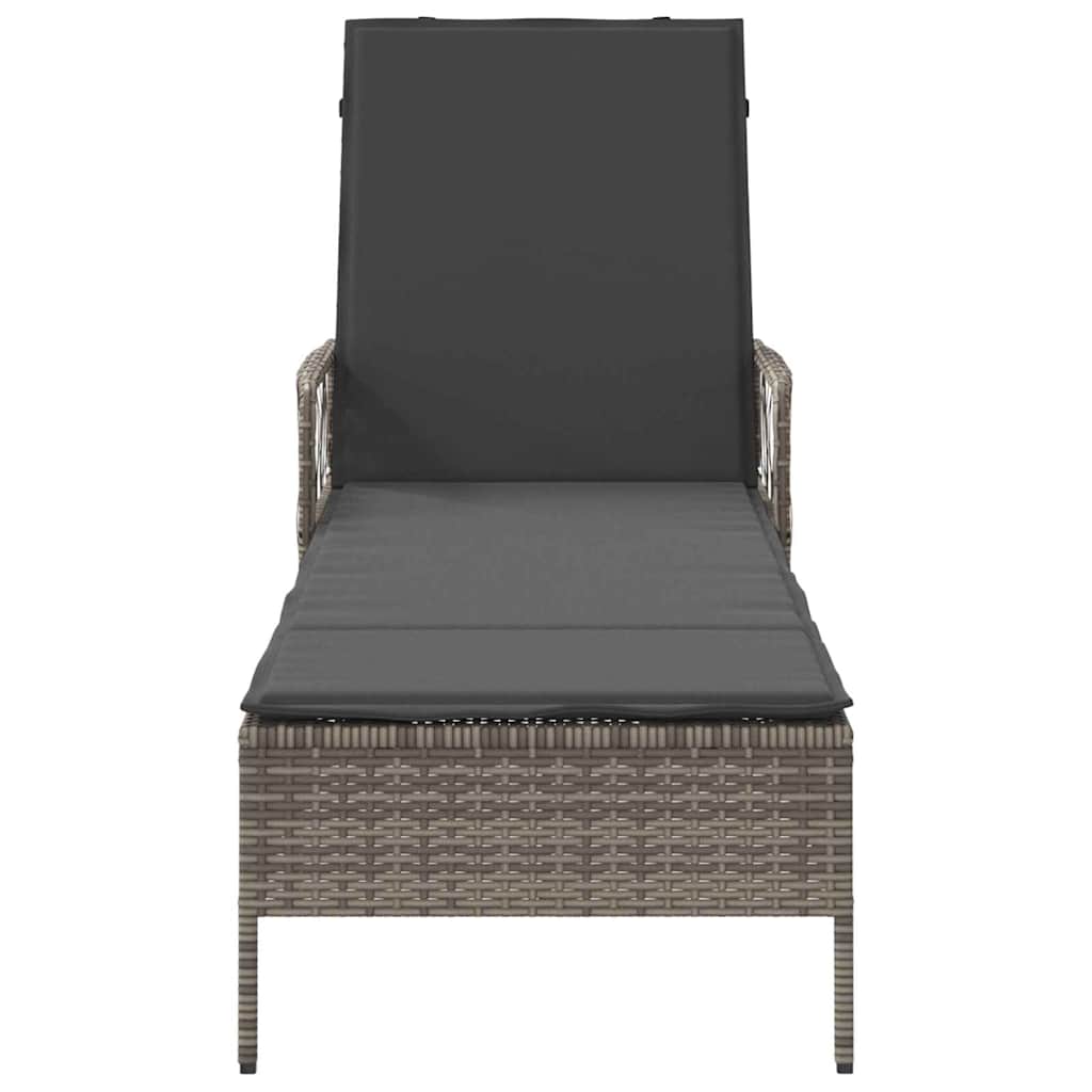 Sun Lounger Poly Rattan Grey and Dark Grey