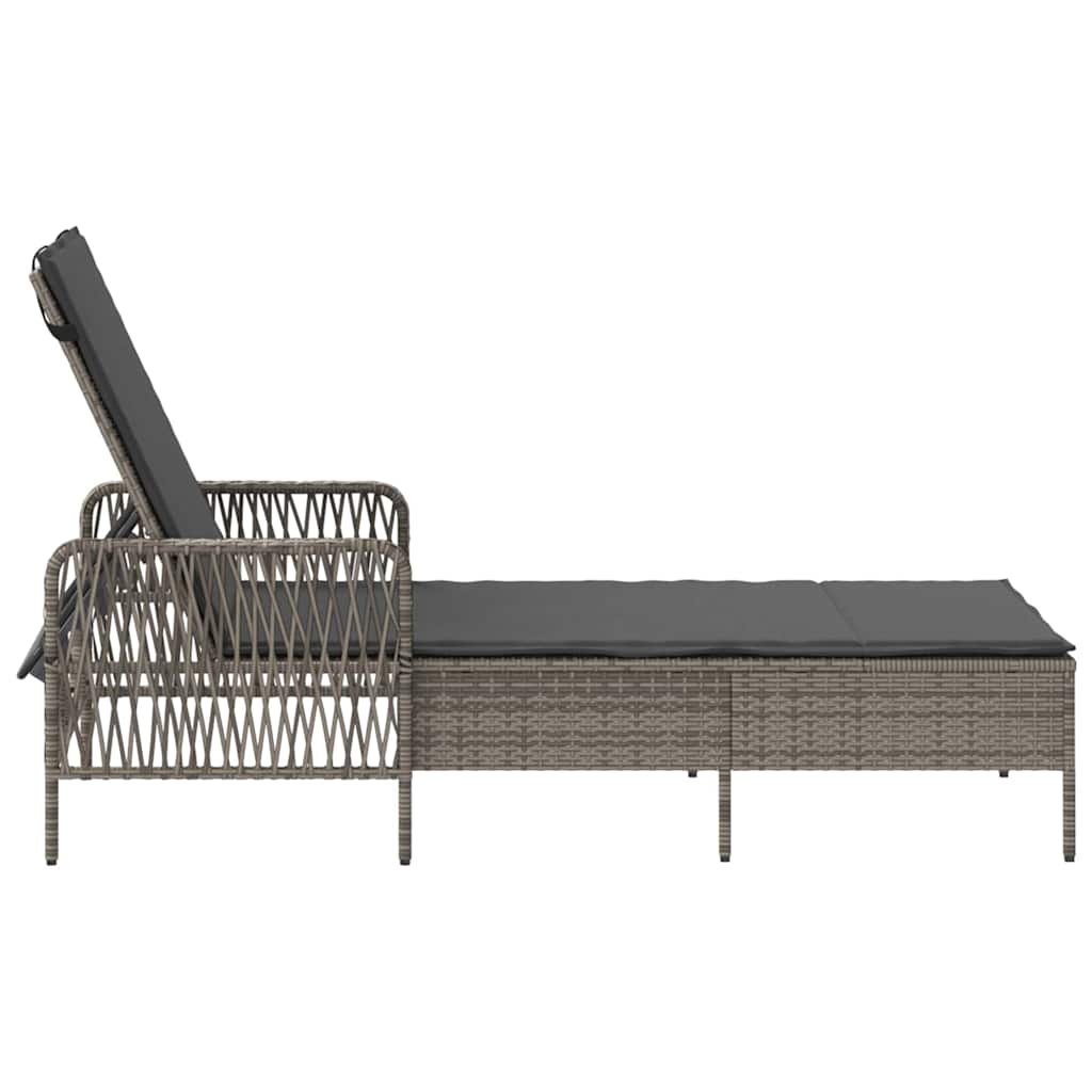 Sun Lounger Grey and Dark Grey 200 x 55 x 92 cm Poly Rattan