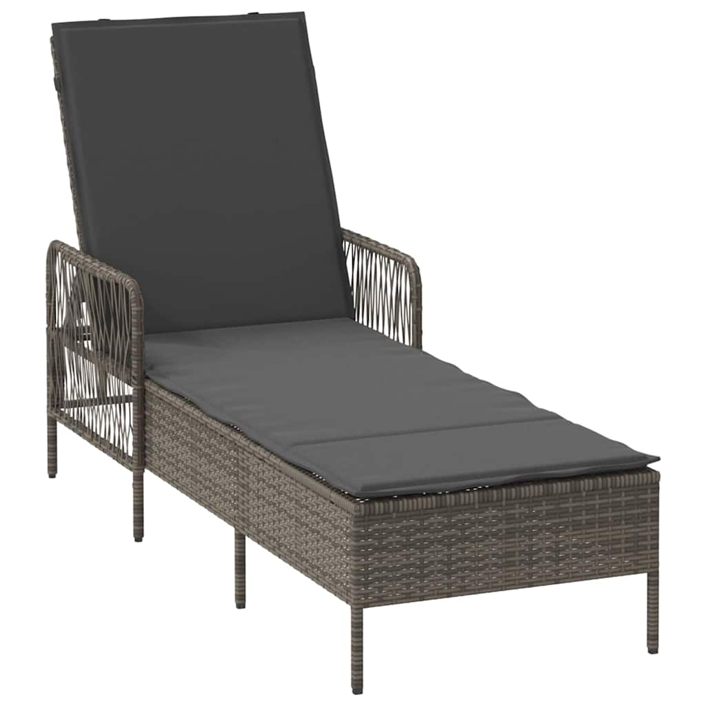 Sun Lounger 3 pcs Poly Rattan Grey and Dark Grey