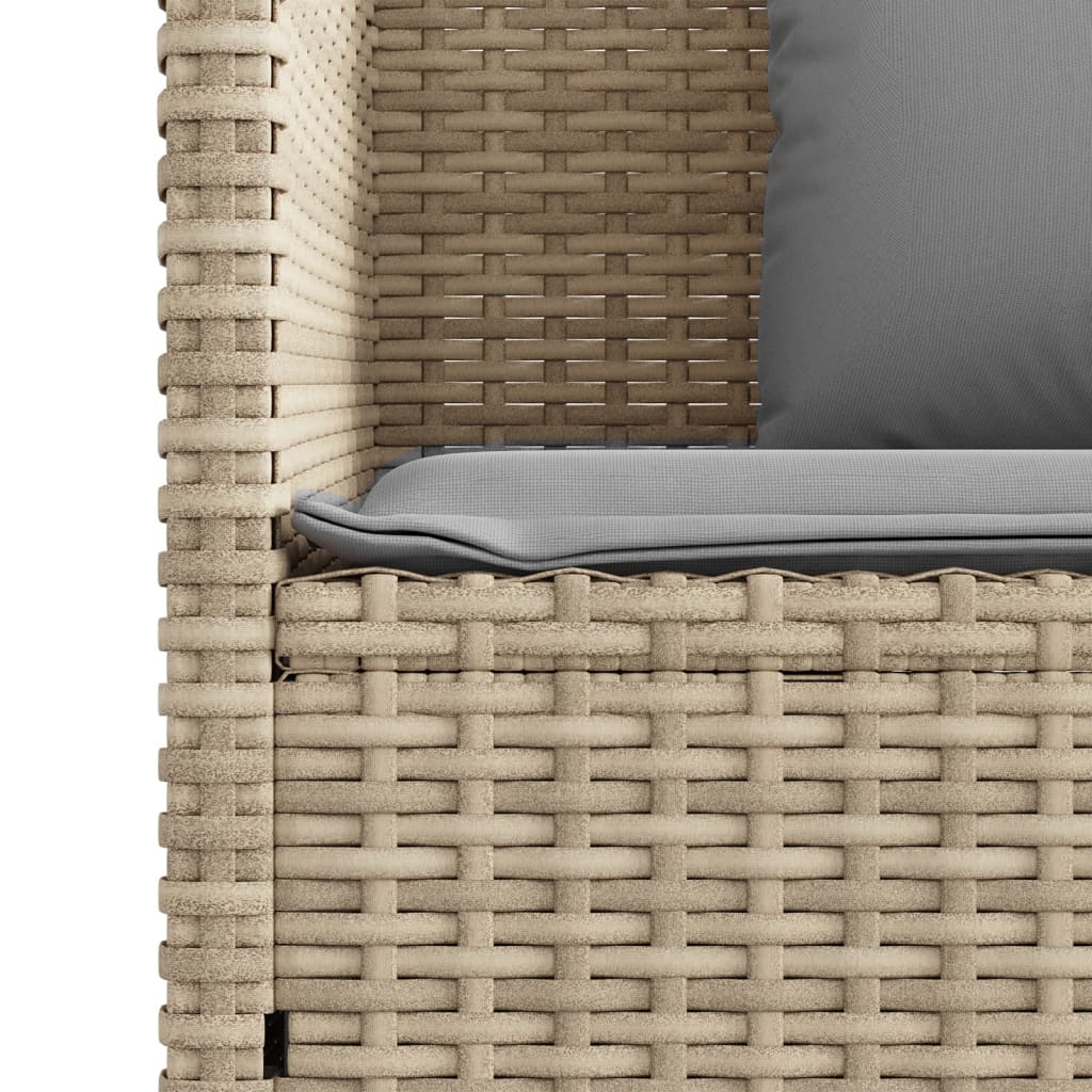 Garden Bench with Cushions Beige Poly Rattan