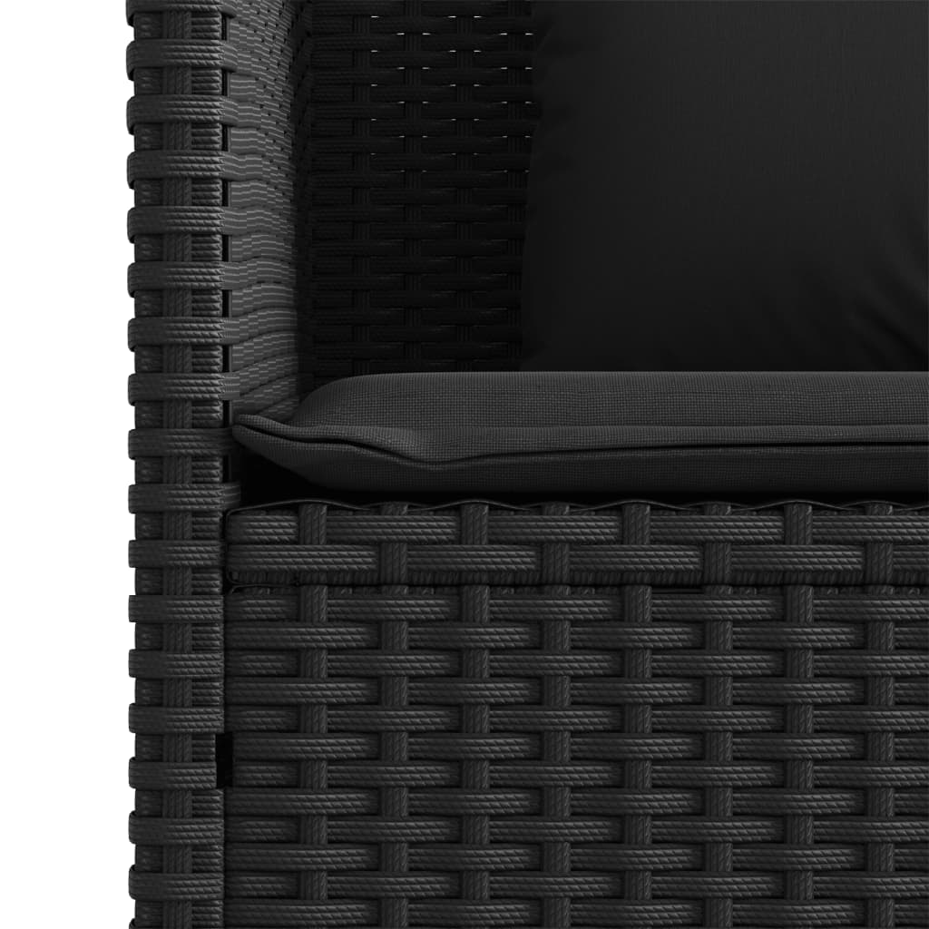 Garden Bench with Cushions Black Poly Rattan