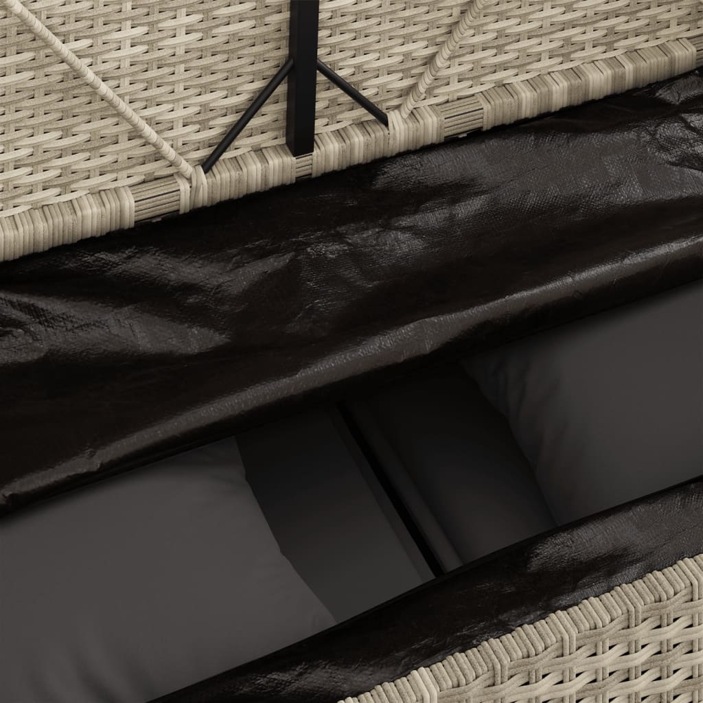 Garden Bench with Cushions Light Grey Poly Rattan