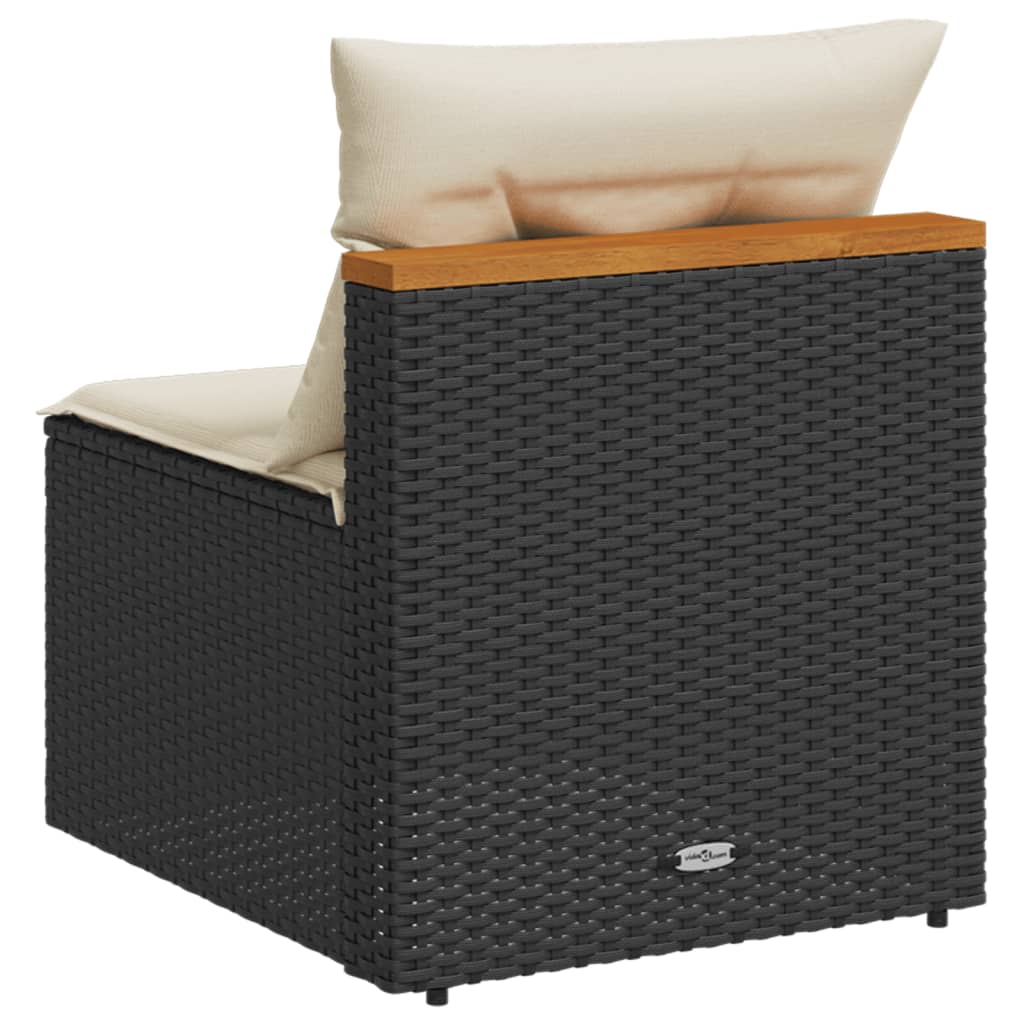 Garden Sofas Armless with Cushions 2 pcs Black Poly Rattan