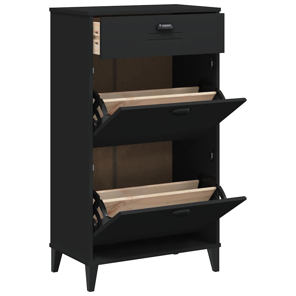 Shoe Cabinet "VIKEN" Black Engineered Wood