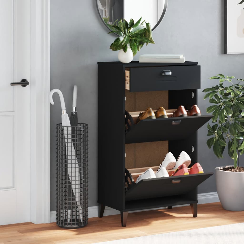 Shoe Cabinet "VIKEN" Black Engineered Wood