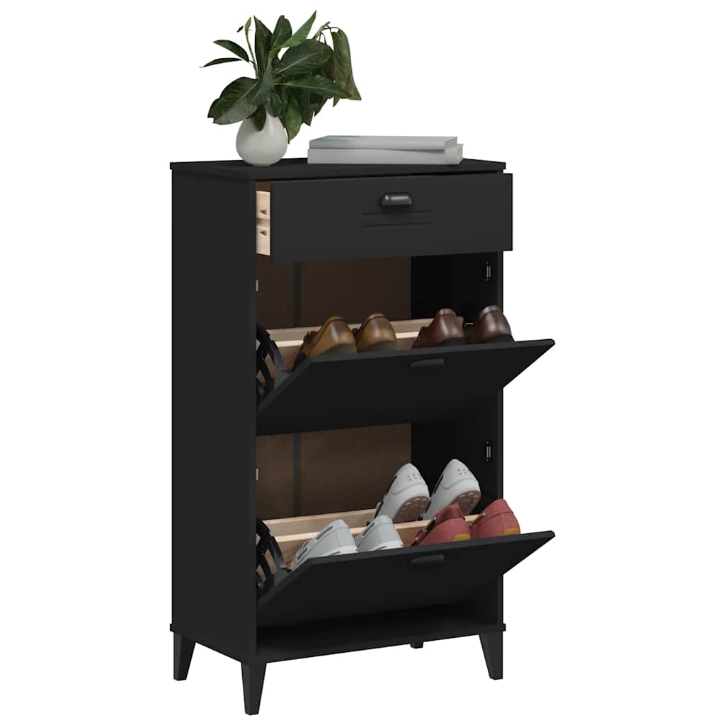 Shoe Cabinet "VIKEN" Black Engineered Wood
