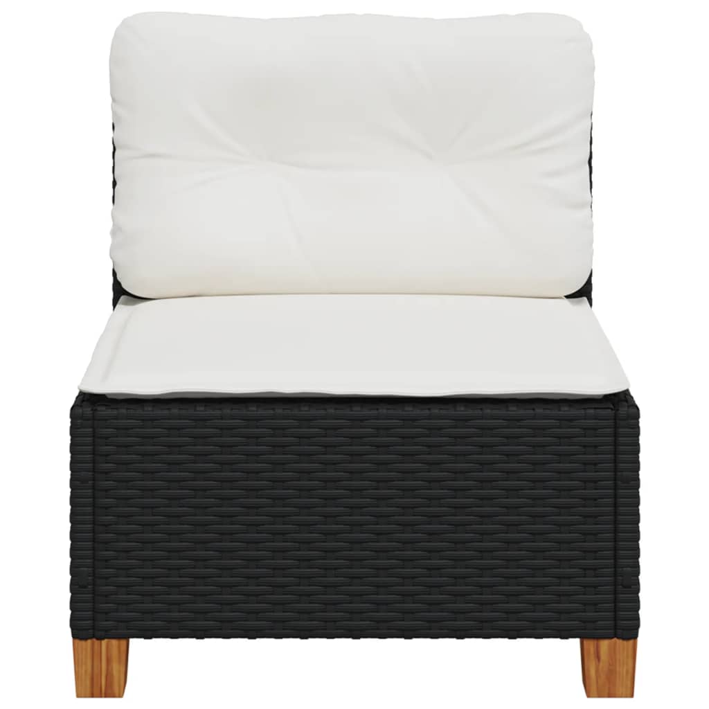 Garden Sofa Armless with Cushions Black Poly Rattan