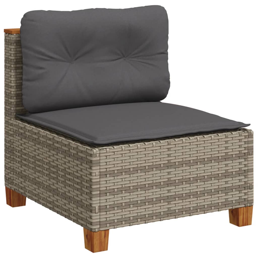 Garden Sofa Armless with Cushions Grey Poly Rattan