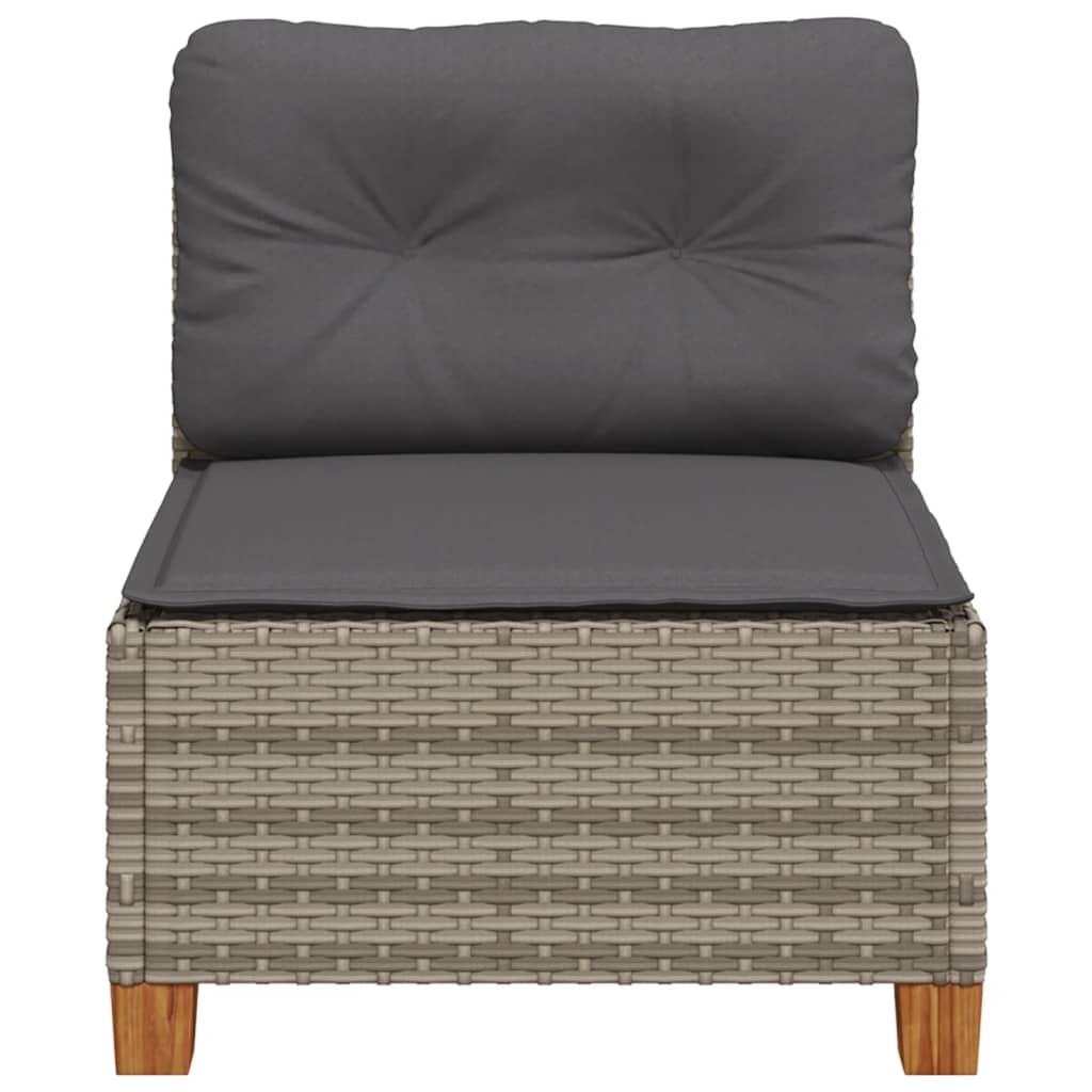 Garden Sofa Armless with Cushions Grey Poly Rattan