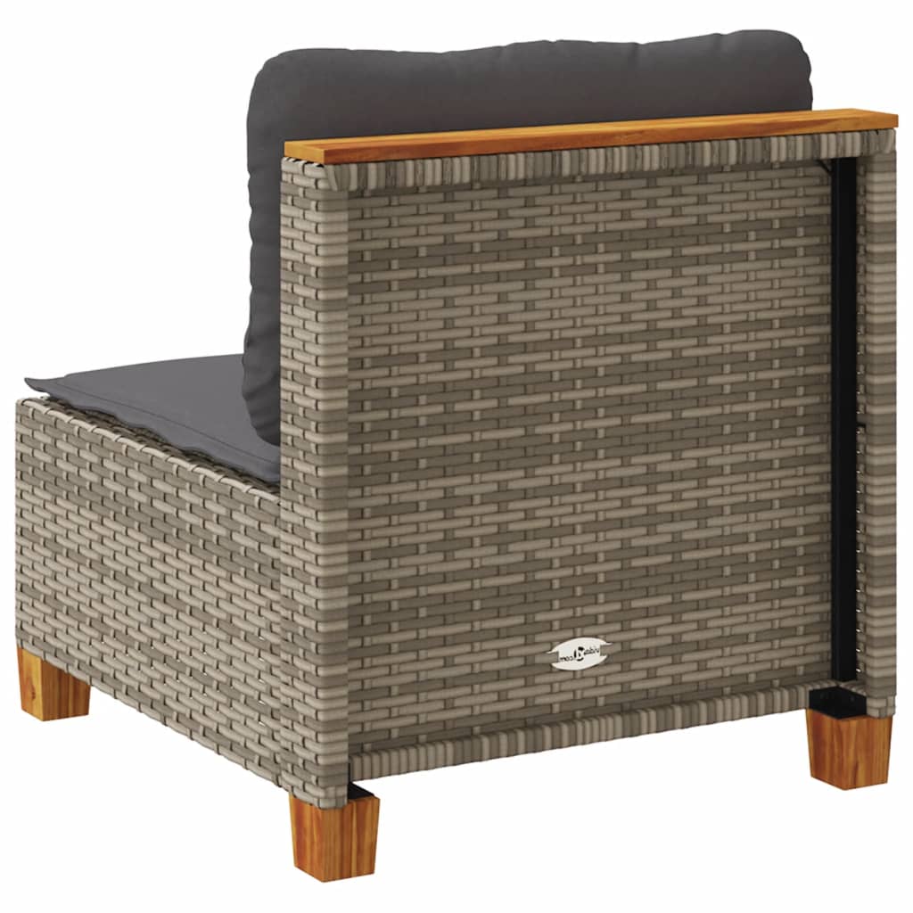 Garden Sofa Armless with Cushions Grey Poly Rattan