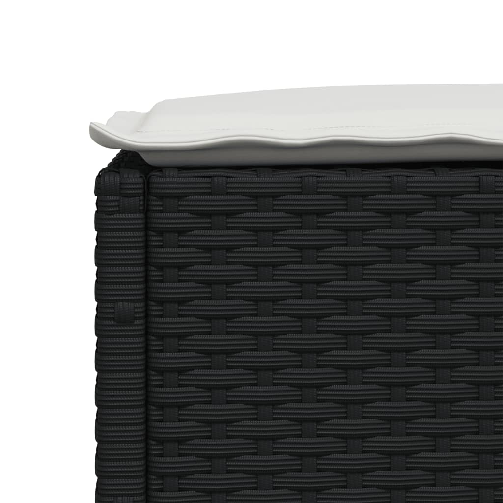 Garden Stool with Cushion Black 63.5x56x32 cm Poly Rattan