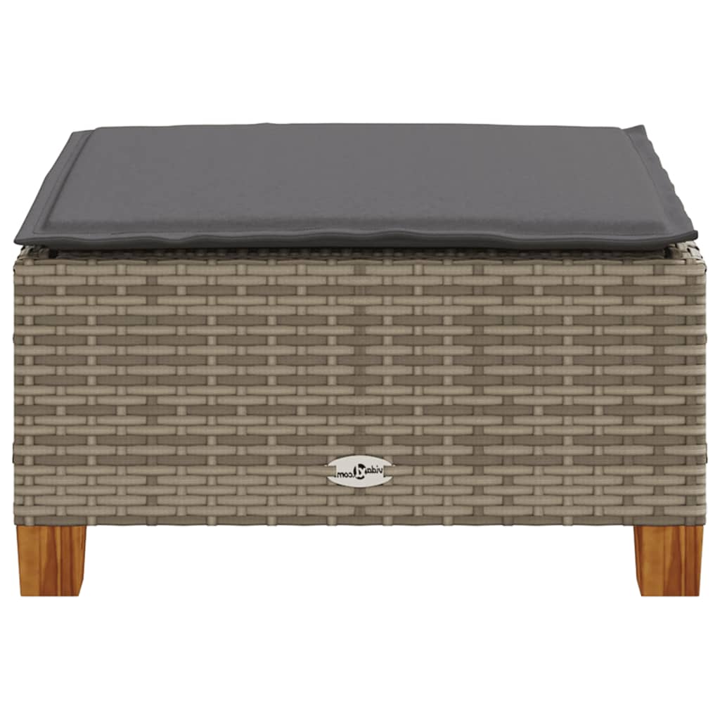 Garden Stool with Cushion Grey 63.5x56x32 cm Poly Rattan
