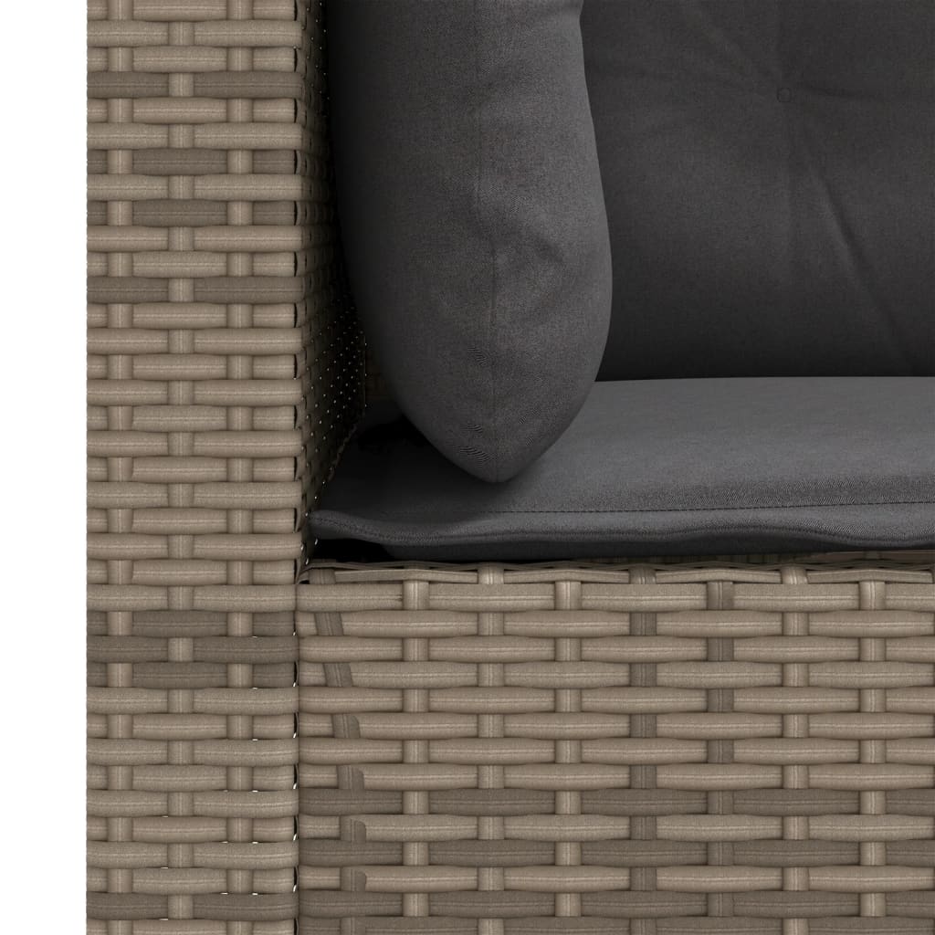 Garden Sofa with Cushions 3-Seater Grey Poly Rattan