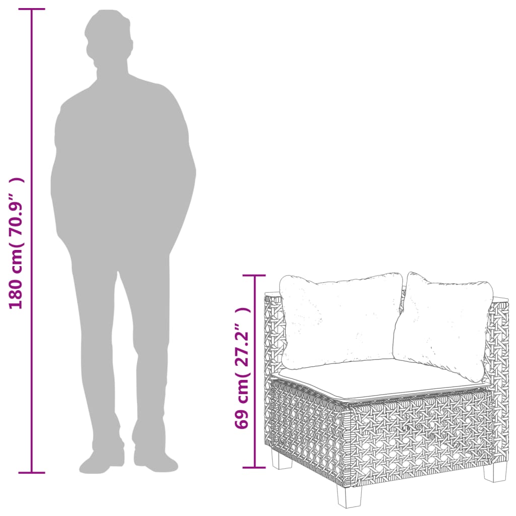 Garden Sofa Corner with Cushions Black Poly Rattan